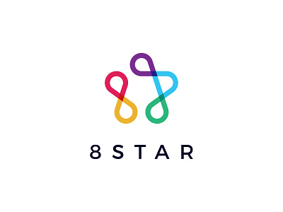 8Star Logo Design Concept app branding colorful colorful logo creative design icon logo minimal overlay overlay logo overlays