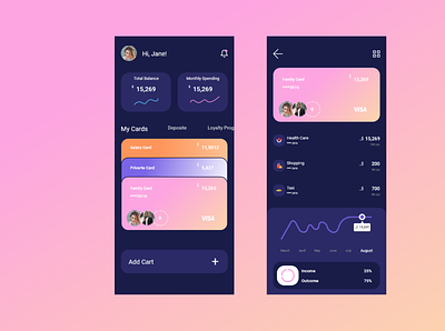 Mobile app dashboard design illustration