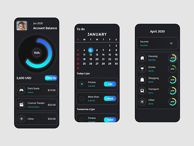 dark theme ui app dark ui design illustration minimal