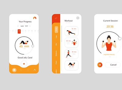 Workout App UI app branding flat icon illustration vector workout yoga app