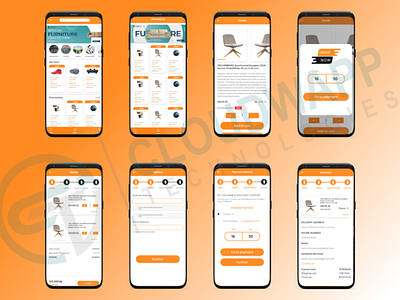 Ecommerce Application app design icon illustration minimal orange orangeui ui vector