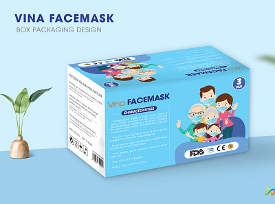 Vina Facemask: Vina Facemask box packaging design box packaging design illustration