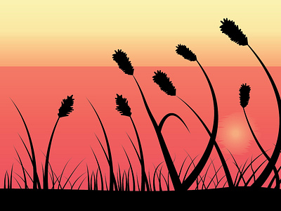 Sunrise through the grass vector design 2d illustration design graphic design grass vector illustration nature vector raster to vector sunrise vector vec vector vector design vector illustration vectorart