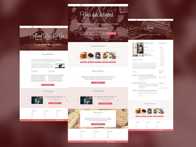 Website Design – Romantic Food Delivery Company brown e-commerce pale pink white
