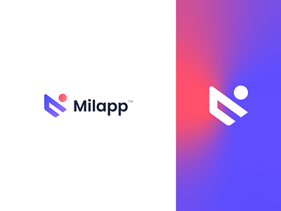 Milapp | M letter iconic logo (available for sale) akbargfx branding clean logo creative logo flat logo gradient logo iconic logo logo logo design logo mark logodesign m letter logo m logo minimal logo minimalist logo modern logo