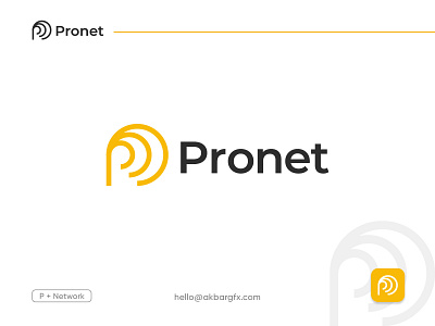 Pronet | Minimal Network Technology Abstract Letter Mark Logo