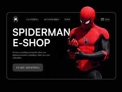 Spiderman clothing shop web design concept design ecommerce figma graphic design interface spiderman ui uidesign uiux webdesign