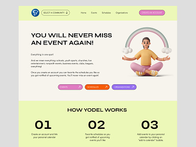 Landing page events managing app design