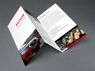 Datsun Tri Fold Brochure brochure car datsun design paper red selling