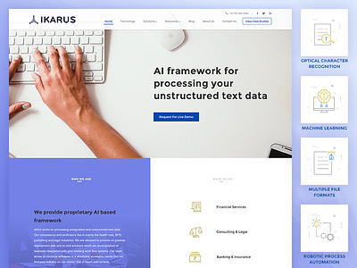 Ikarus landing page 2 ai icons landing page layout site ui ux website