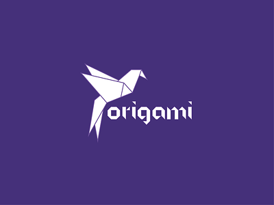 Logo bird flat logo origami purple white