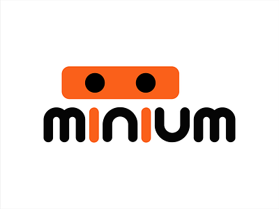 Minium Logo black eyes flat gray logo mascot minium orange portfolio white
