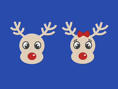 Rudolph and Rudolphina christmas deer deers ilustration kids rudolph
