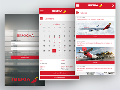Webapp for Iberia Intranet (proposal) app gray iberia iphone mobile portfolio red web white