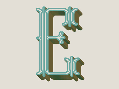 Drop Cap E decorative drop cap geometric lettering shadow tuscan type typography vector