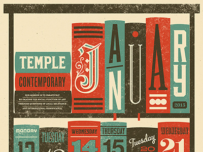 Temple Contemporary January Schedule Poster books color illustration poster type