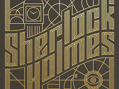 Sherlock Holmes Book Cover book cover gold leaf illustration leather lettering linear london sherlock holmes typography