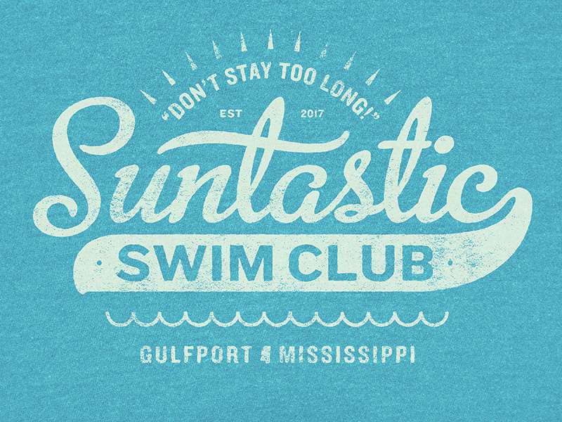 Suntastic Swim Club Logo logotype badge tshirt shirt water sans serif script sun swim club type logo