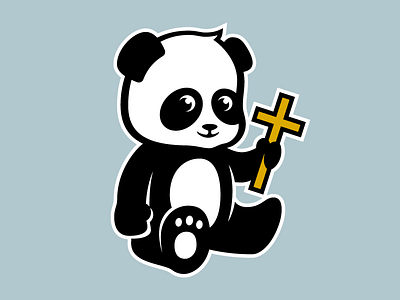 St. Edward School Panda animal bear black and white catholic character cross icon illustration logo mascot panda panda bear