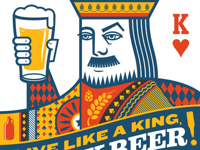 King Of Beers beer cards illustration king moustache