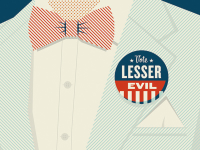 Vote Lesser Evil bowtie button illustration politics seersucker vote