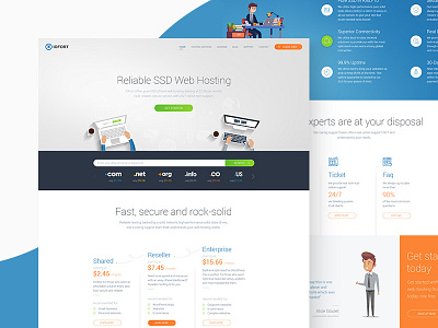 Hosting Homepage blue creative design graphic design hosting illustration orange ui ux web design