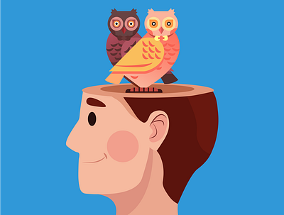 Character with owl illustration illustration art vector