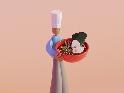 Ramen Chef blender character design cute design food icon illustration minimal pastel ramen