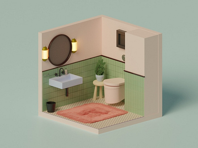 Pastel Bathroom bathroom bathroom design blender cute design icon illustration minimal pastel