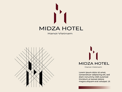 Midza Hotel Logo Design app badge logo branding clean design flat graphic design icon illustrator logo minimal
