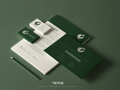 Brand Identity Design for Darkoob brand identity branding business cards design envelope design green logo logo design logodesign logos mark stationary design stationary mockup