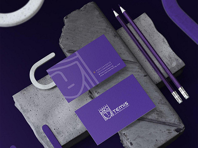 Brand Identity Design for Temis brand identity branding business cards design digital logo logo design mark marketing purple stationary design stationary mockup