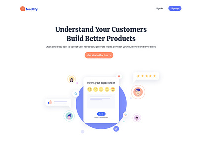 Feedlify - Customer engagement tool clean design landing page design minimalist new work one page website design