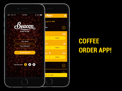 Coffee order app app black coffee order shop yellow