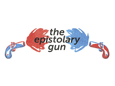 logo design "the epistolary gun" blog blog blu fun gun logo red