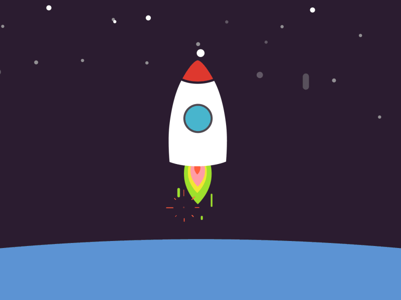 (Animation) Rocket - ribot process video animation engine flame gif heart moon motion ribot rocket space stars