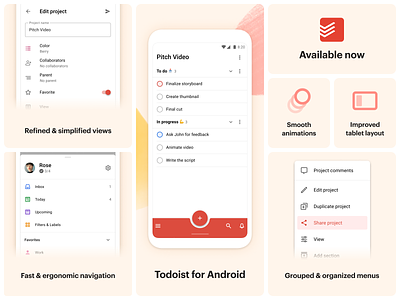 Todoist for Android android android 12 app material 3 material design material you navigation todo todoist ui
