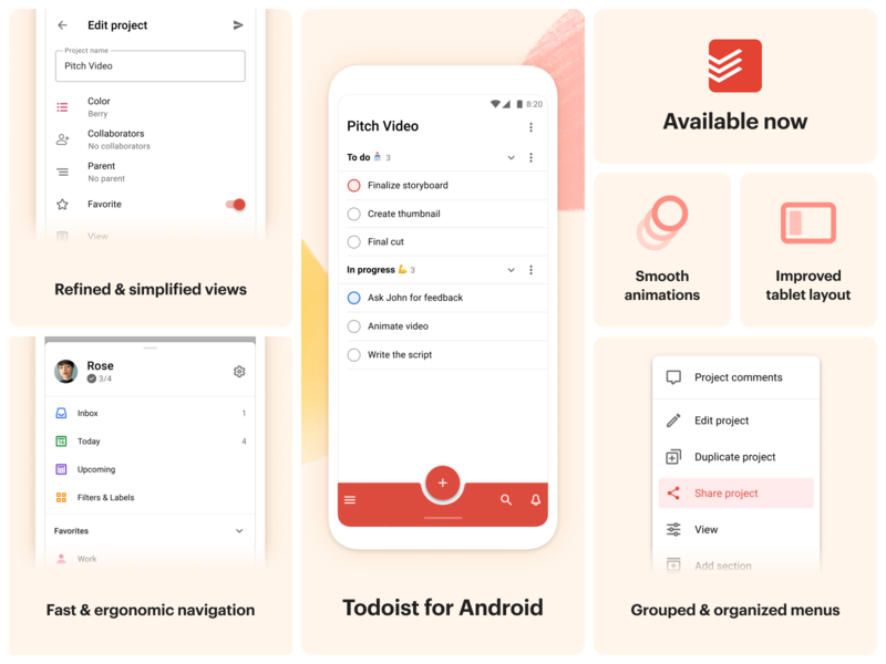 Todoist for Android android android 12 app material 3 material design material you navigation todo todoist ui