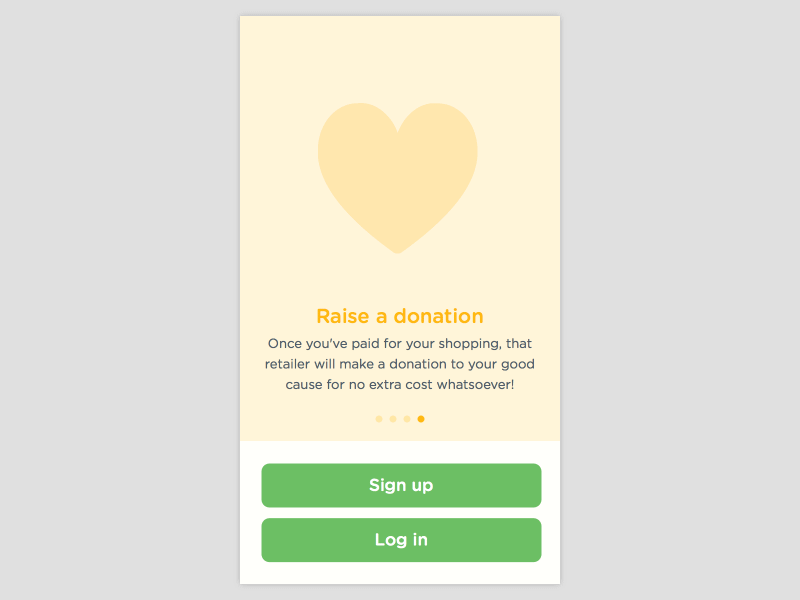 Walkthrough – Raise a donation animation app coins easyfundraising heart ios iphone motion ribot ui ux walkthrough