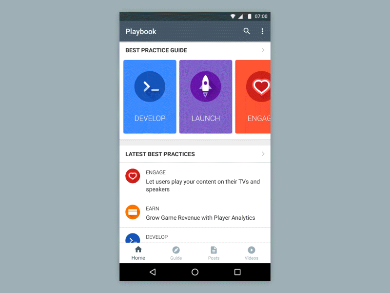 Google Playbook for Developers – v2 Home adaptive icon android android oreo animation app google homescreen material design motion news feed playbook ribot