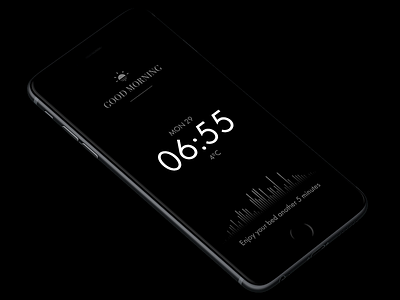 Awake App – A better wake-up experience alarm app clock concept dark ui minimal sound design wake up