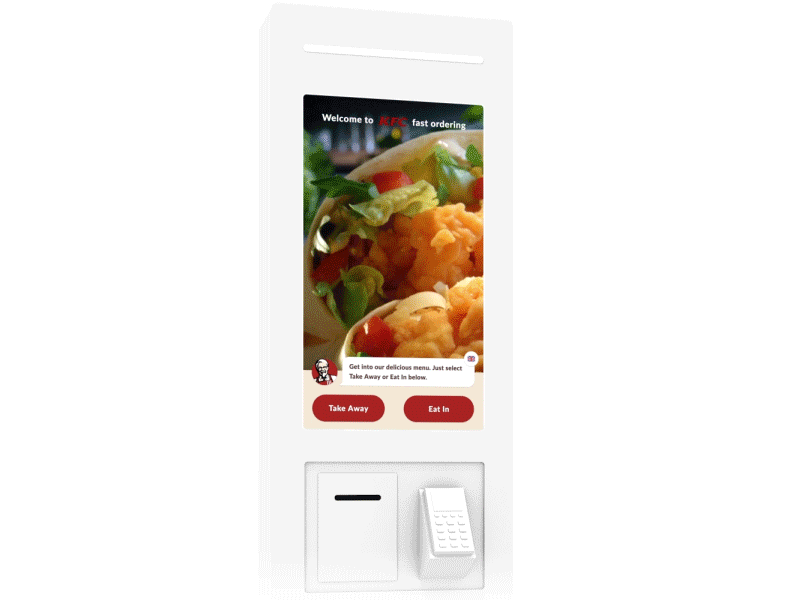 KFC Kiosk – Food Ordering Flow 3d design chat ui conversational ui fast food food ordering home screen kfc kiosk menu payment ui ux