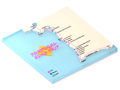 Portugal Surf Trip – Map 3d 3dfordesigners c4d faro legend lisbon map portugal sagres sea surf travel
