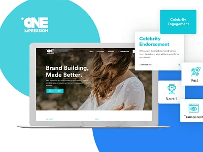 One Impression Landing Page Design branding building celebrity endorsement digital content influencer marketing interation design landing page ui photography uiux videography