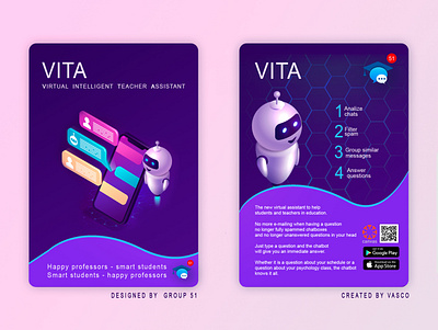 Virtual Intelligent Teacher Assistant app design illustration illustrator logo photoshop portfolio poster vector