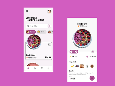 Healthy breakfast app design fruit healthy mobile online shop ui ux