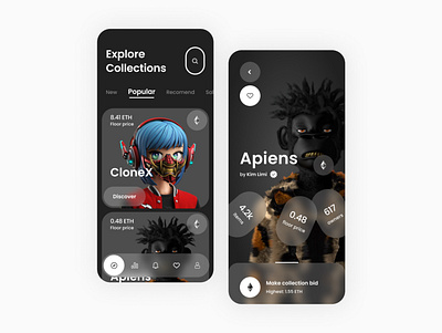NFT | App Design app design nft ui uiux ux