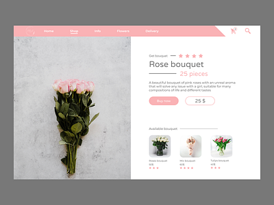 Flower shop design design flower pink shop ui ux web