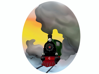 Loco design illustraion locomotive procreate tattoo