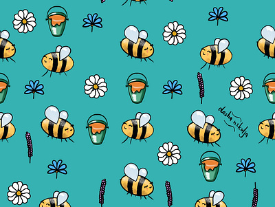 Honey Stories bees design honey honeybee illustraion pattern procreate